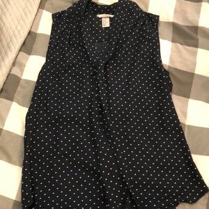 H&M polka dot tie neck blouse